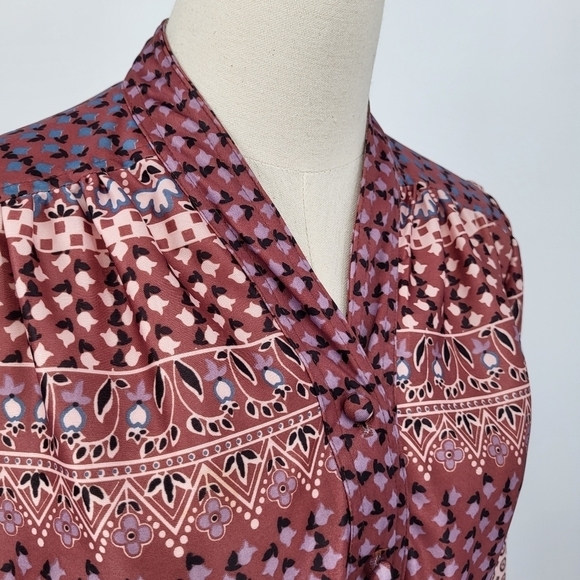 Vintage Boho Floral Print Long Sleeve Dress Button Up Medium - Picture 6 of 11